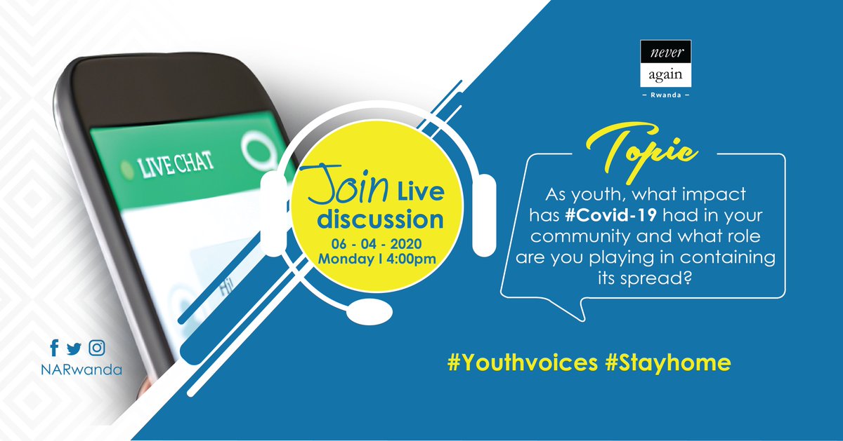  #LiveDiscussion:  #RwOT we want to hear from you, what impact has  #COVID19 had on your life and in your community? #youthvoices