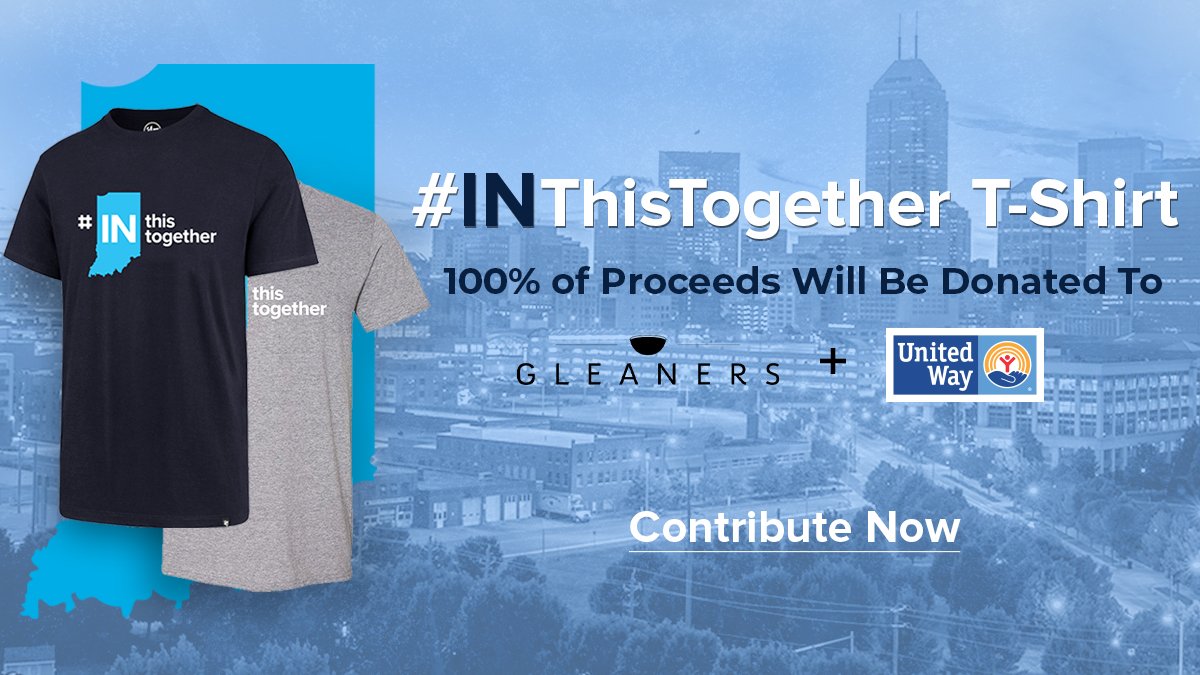 Pacers Team Store (@pacersteamstore) on Twitter photo Together with @GovHolcomb’s #INthistogether social distancing initiative, we are offering $10 #INthistogether t-shirts with 100% of proceeds being donated to <a href="/uwci/">United Way of Cen IN</a> and <a href="/GleanersFBIndy/">Gleaners Food Bank of Indiana</a>. Stay home and have this shipped to your door for free!
🛒: bit.ly/2RgRiiq Together with @GovHolcomb’s #INthistogether social distancing initiative, we are offering $10 #INthistogether t-shirts with 100% of proceeds being donated to <a href="/uwci/">United Way of Cen IN</a> and <a href="/GleanersFBIndy/">Gleaners Food Bank of Indiana</a>. Stay home and have this shipped to your door for free!
🛒: bit.ly/2RgRiiq