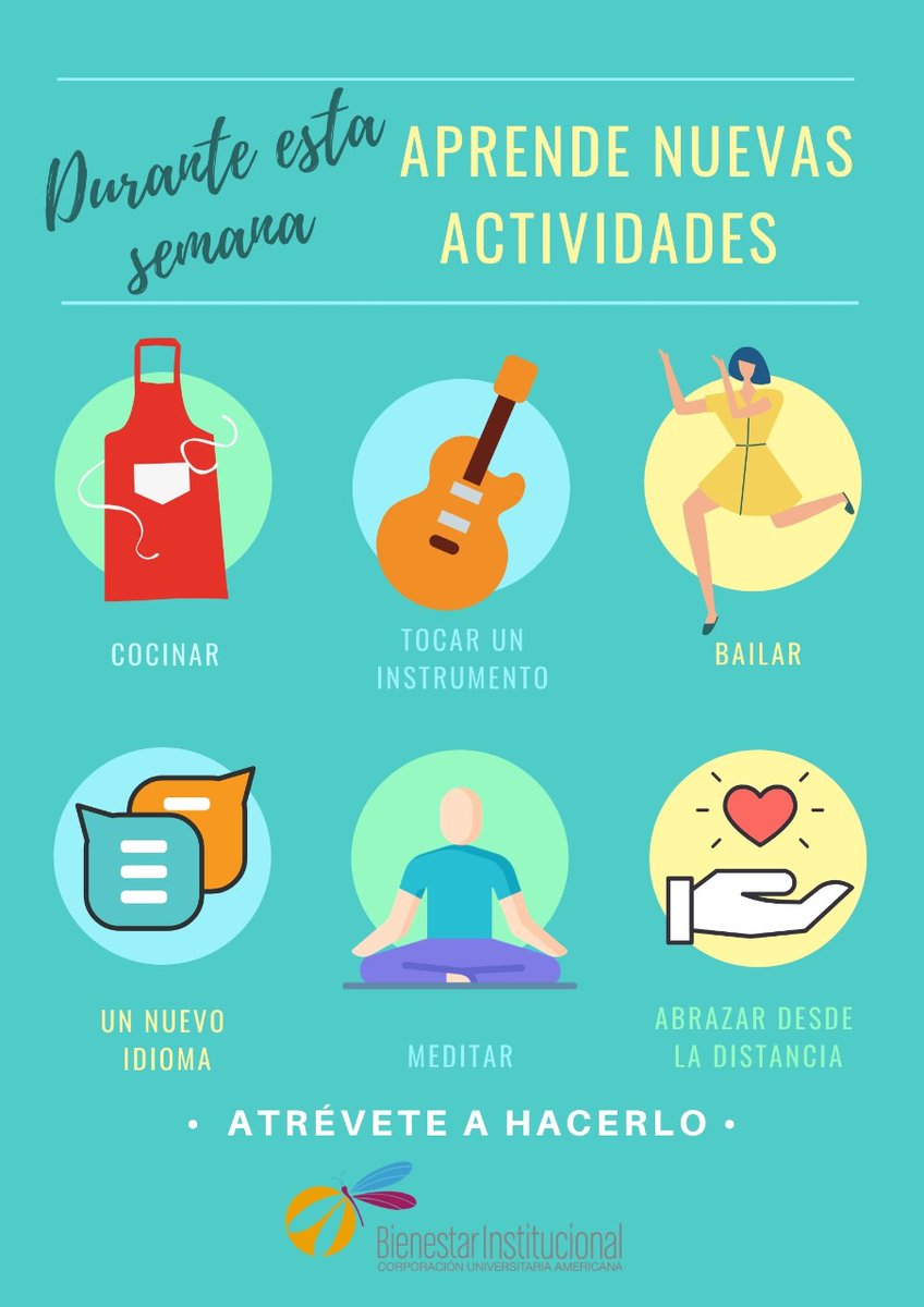 americana_med's tweet photo. #UnMomentoDeBienestar
Esta semana te invitamos a aprender nuevas actividades y a disfrutar el tiempo en casa 🏠
#BienestarEnCasa #SigueConectado https://t.co/ZrXXUcriqf