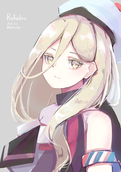 リシュリュー
#艦これ版深夜の真剣お絵描き60分一本勝負
#艦これ版真剣お絵描き60分一本勝負_20200406 