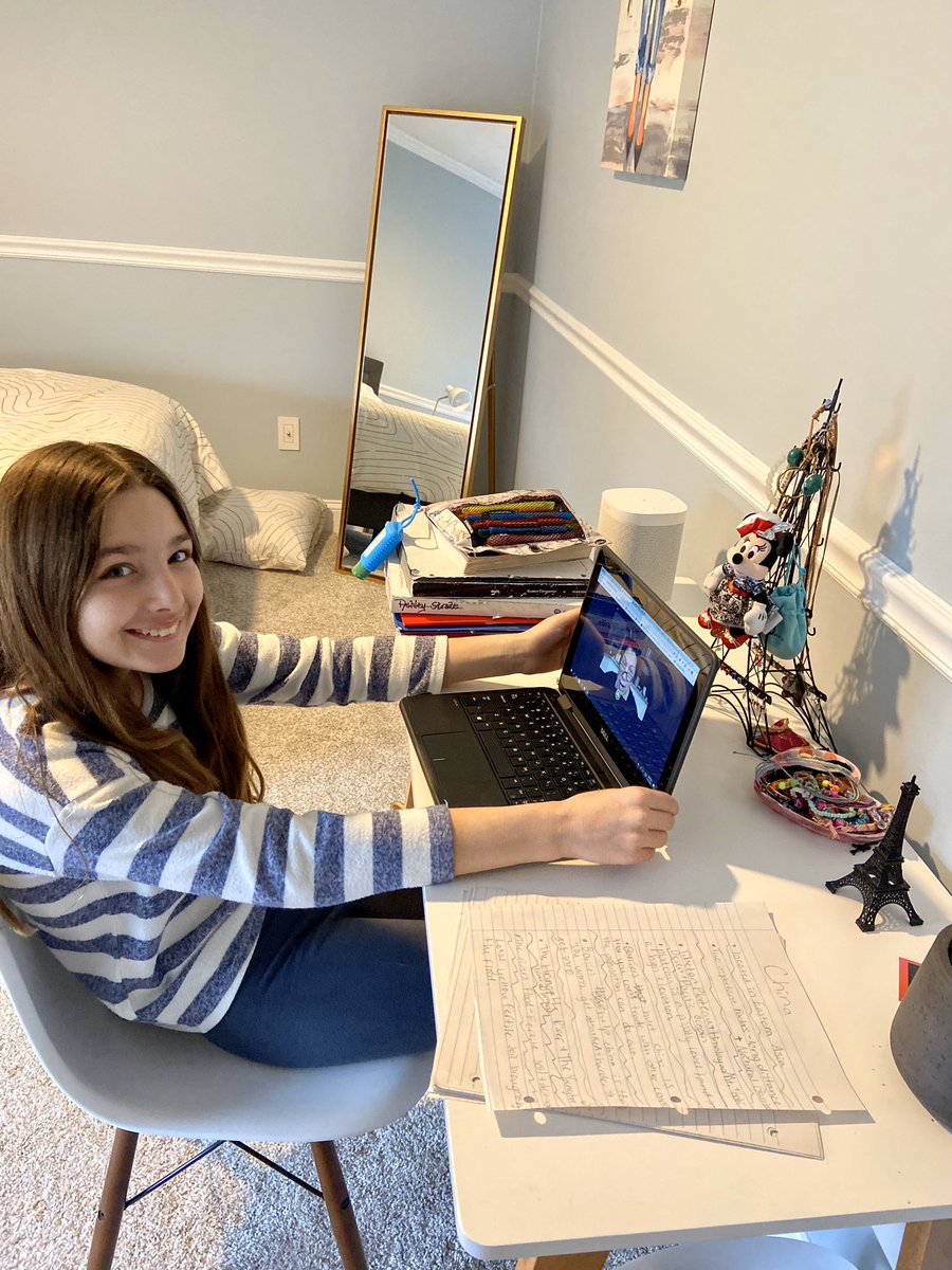 rroxyggurl's tweet photo. BHMS Virtual Spirit Week: Home School Day - Hello from Ashley’s home workstation! 👋 (I spy @NancyDickinson7)
@Official_BHMS #Bulldogs4Life https://t.co/LDe8XtKqY5