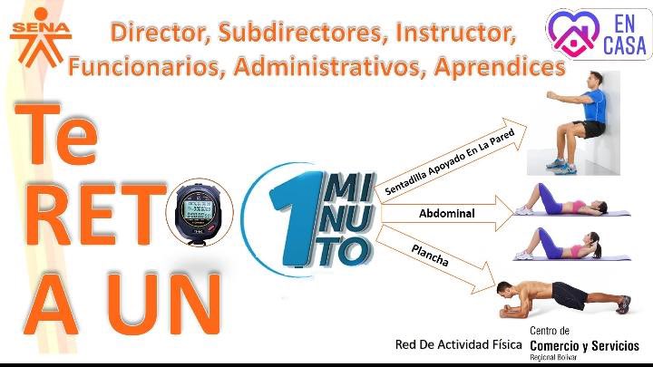 ylromeroSub's tweet photo. La Red de Actividad Física del #CentrodeComercioyServicios de @SENAenBolivar nos invita a conmemorar el día Mundial de la Actividad Física asumiendo el reto 1MINUTO desde 👉🏻 #SENAenCasa  Aceptas este reto❓💪🏻Retweet con tu foto haciendo la actividad👇🏻👇🏻👇🏻 https://t.co/sICAsvRLMl