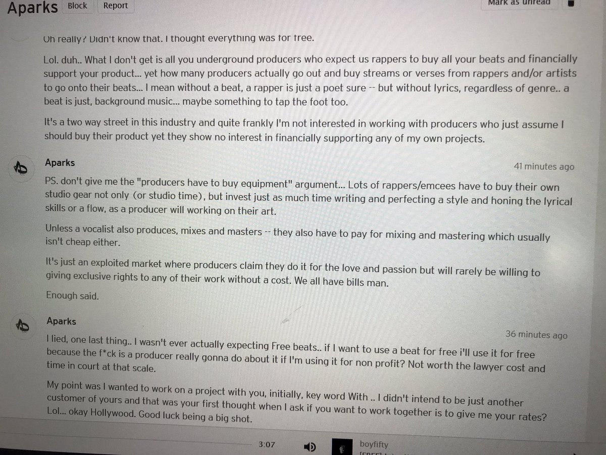 boyfifty's tweet photo. Man this guy got so mad when he realised that it costs to work with a producer 😔 https://t.co/annheStdwB