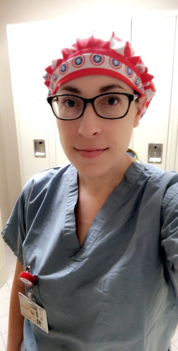 sikorac's tweet photo. Channeling my inner Captain America @ChrisEvans for another shift in the ER. Thanks to @Itssparklesbtch for my scrub hat! https://t.co/PVWXfMkyWq