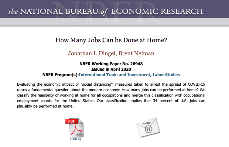 JohnHolbein1's tweet photo. In the U.S., only "34 percent of U.S. jobs can plausibly be performed at home."

https://t.co/6or3kSfisc https://t.co/y2nbGMXkjw
