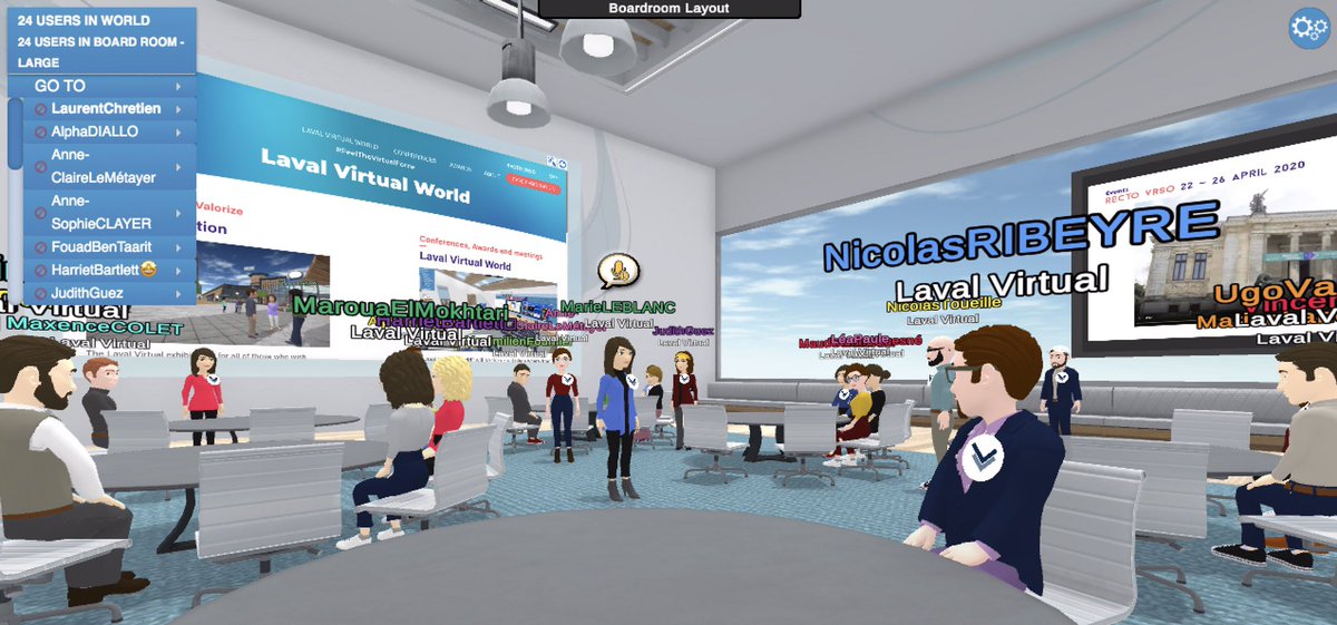 Laurentchretien's tweet photo. Our first full team weekly point this morning in our brand new « @LavalVirtual World » ready to host the virtual 22sd edition of #LavalVirtual 2020, April 22-24 @MottierB @C_MORANCAIS @LPretrot @olivierrichefou @fzocchetto @XavierDubourg @cedric_o https://t.co/VeFPdBIeVt