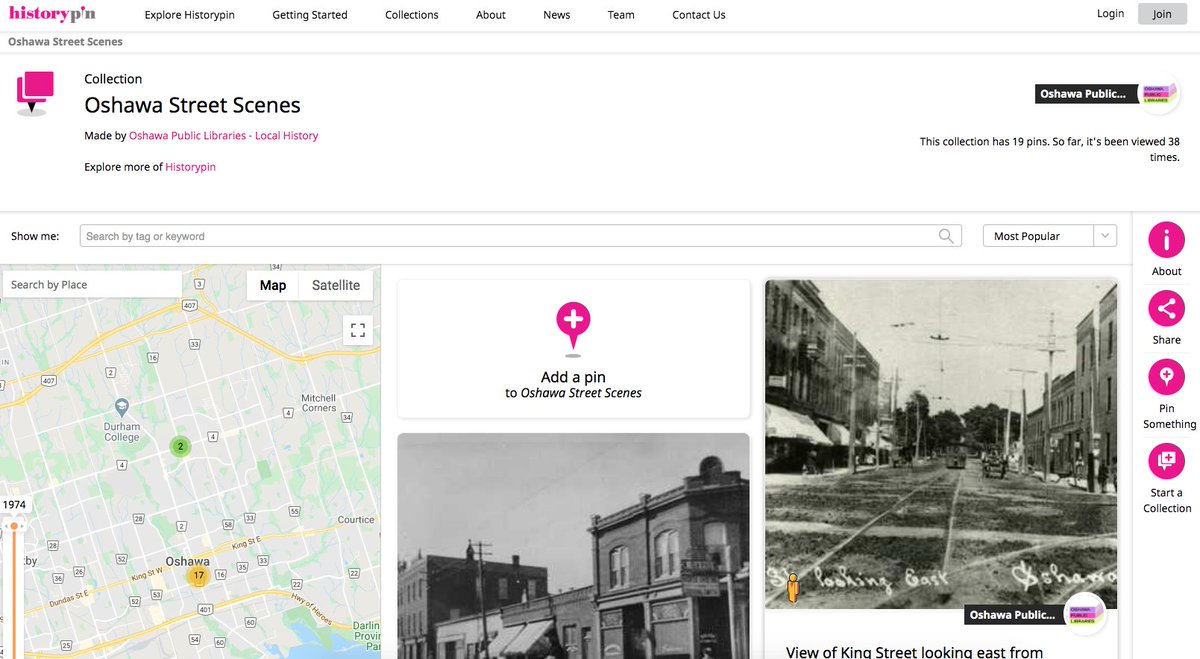 OshawaLibraries's tweet photo. Do you ever wonder exactly where old Oshawa photos were taken and what the area looks like now? Using #HistoryPin we have pinned some of our images of old Oshawa to Google Street View, so that you can scroll back through time! #AAW2020 #oshawahistory https://t.co/YuQGmY8EsT https://t.co/W13NqeAMLS