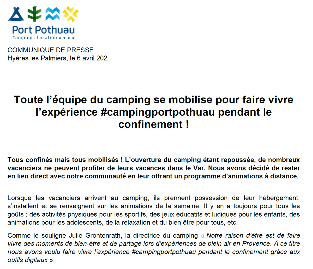 pleimb's tweet photo. Une touche positive dans les actualités: un Camping se met au eCamping pour divertir les utilisateurs pendant le confinement!
#etourisme #camping #stratefly #ResterChezVous https://t.co/DhOmqJeisi