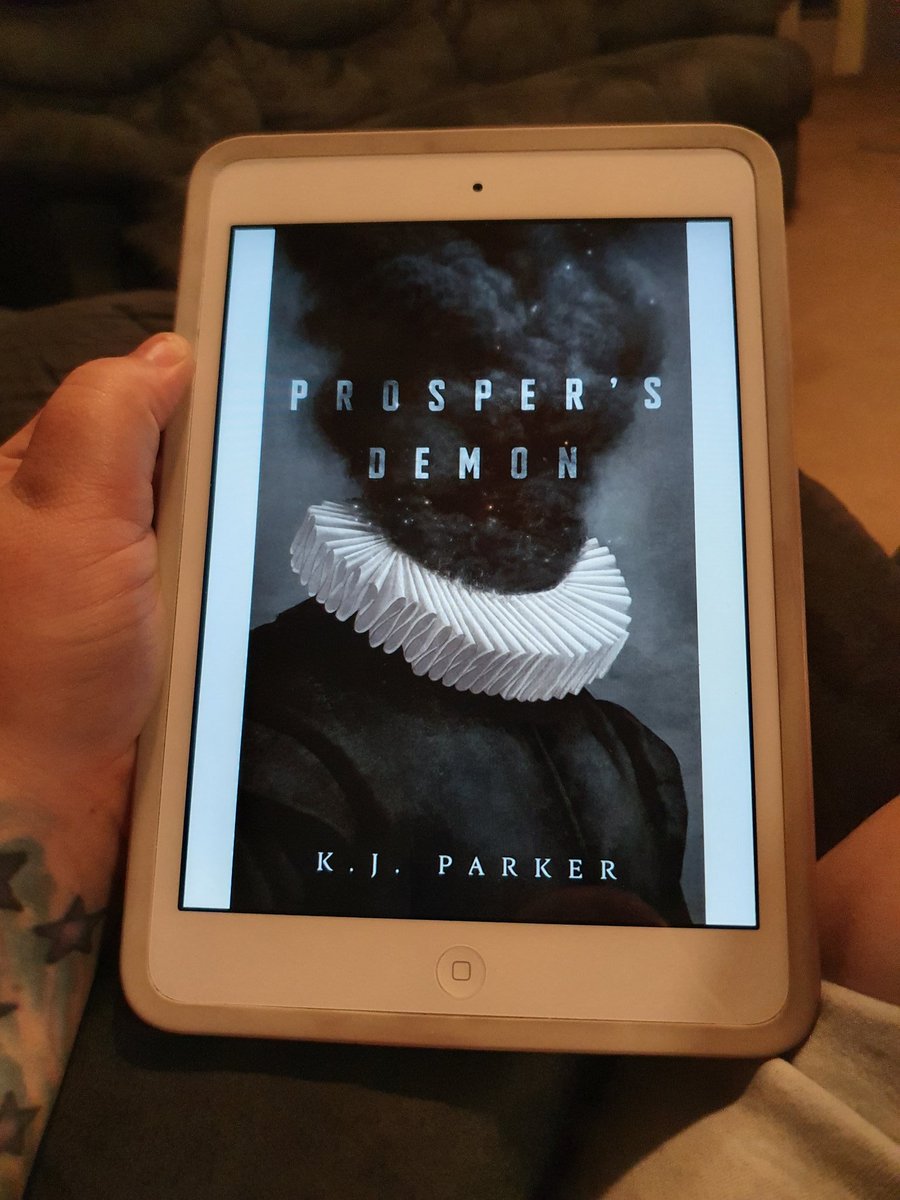 medusa2themax's tweet photo. Book 1 from my impromptu book haul. 
If I read them all before Chad gets home, maybe he won't comment on all of my unread ones 😅😅😅
A perfect bedtime read 😉
#currentlyreading #bookhaul #prospersdemon #KJParker https://t.co/Ql0L1Wplg0