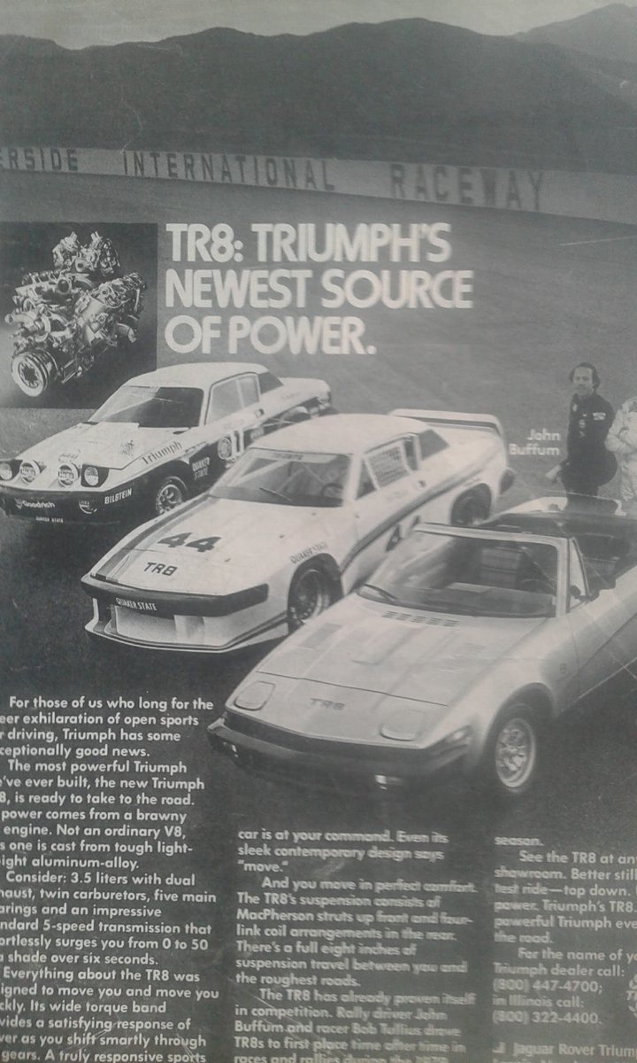 RoadsterGerman's tweet photo. #PrimerasPlanas  #FelizLunes #FelizSemana #autos 
TRIUMPH TR8 1979.
Anuncio publicitario altamente coleccionable extraído de revista a 1 página. Material impreso para coleccionistas. 41 años de antigüedad!
Más info:
https://t.co/tIudHBbQJz https://t.co/eiajj7UayR