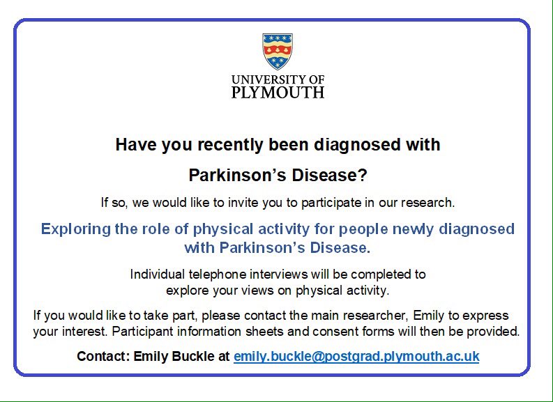 PAinnewPD's tweet photo. If you have been diagnosed with #Parkinsons in the last 2 years then please get in touch.
Ps you don't need to be active to take part!

#ParkinsonsAwarenessWeek 
@ParkinsonsUK @TeamParkinsons @CureParkinsonsT https://t.co/fJuVJFWcrC