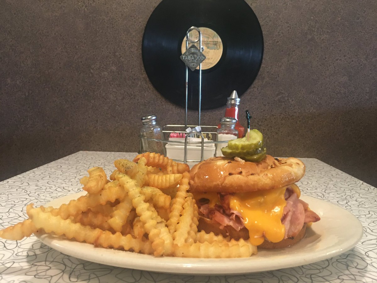 Today’s special (while it lasts)...
Grilled ham and Cheddar cheese on grilled Onion bun with seasoned fries!