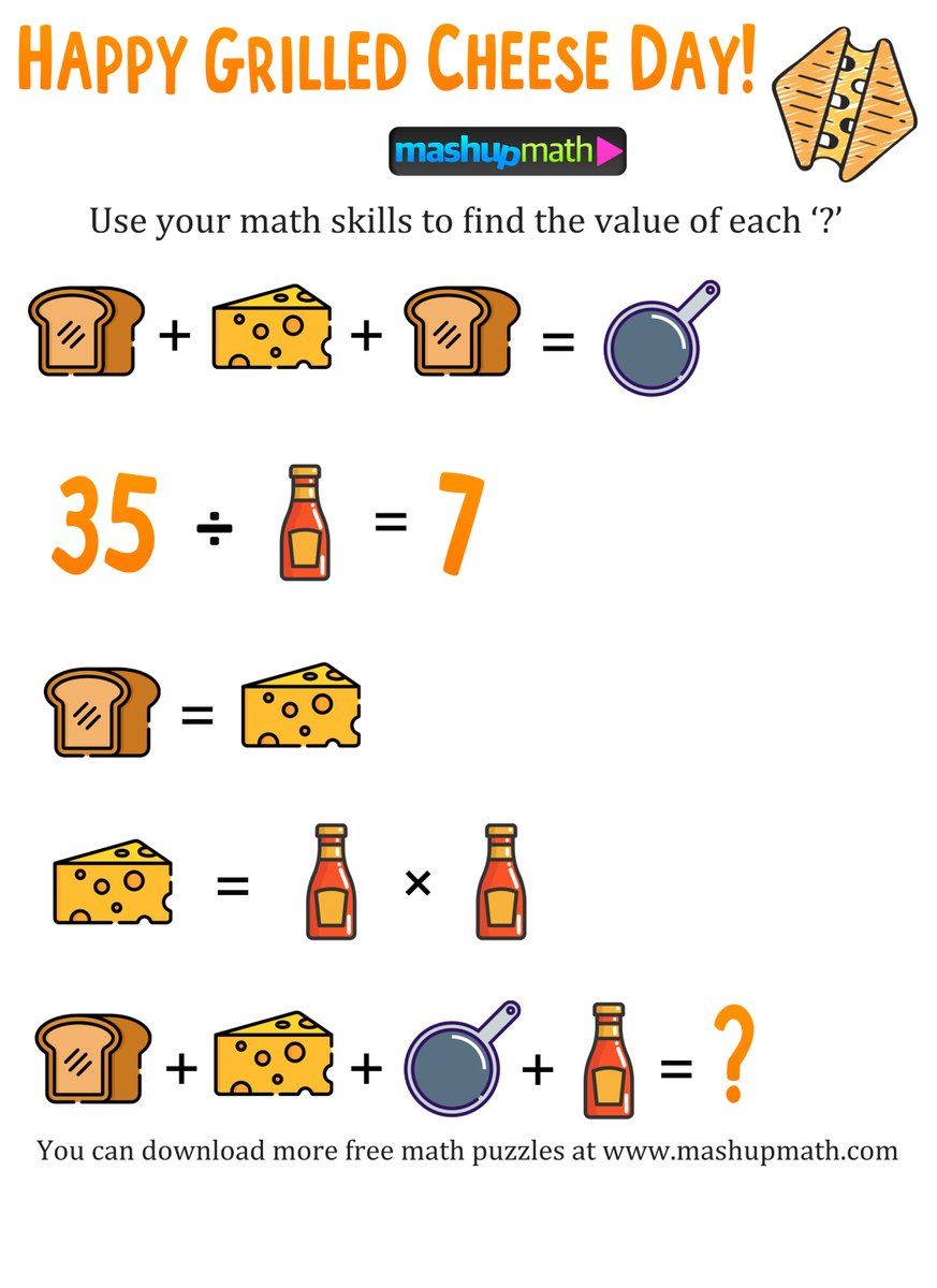 Mariah Warne (@mariah_warne) on Twitter photo Fun math challenge for National Grilled Cheese Day- April 12, 2020 🧀 Thank you for the resource <a href="/mashupmath/">Mashup Math</a> !😃 Fun math challenge for National Grilled Cheese Day- April 12, 2020 🧀 Thank you for the resource <a href="/mashupmath/">Mashup Math</a> !😃