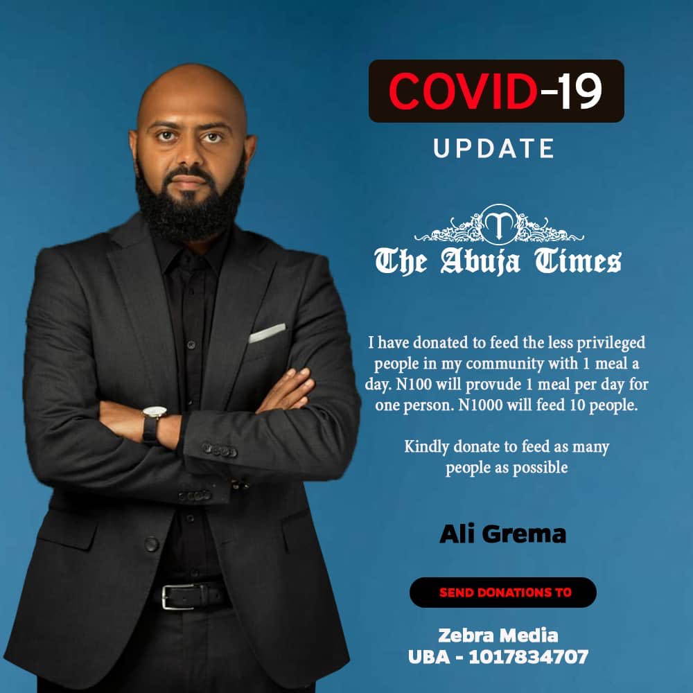AliGrema's tweet photo. With as little as N100 a meal, let’s feed the less privilege during this time of dire need. Together we can fight #Covid19 out of Nigeria. Let’s support @theabujatimes feeding initiative, no amount is too little!!! #Abuja #AbujaCovid19 #NigeriaCovid19 https://t.co/WYD4deV6eC