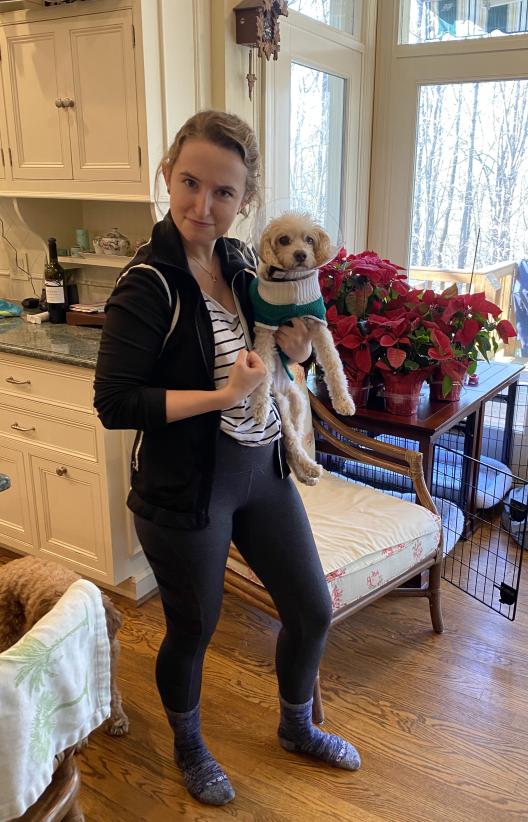 Dogs (in cones-of-shame) make pretty cool spirit week partners. Here's Kathryn from our marketing team with her doggo, Kali!