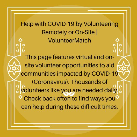 theAcornsMU's tweet photo. COVID-19 has changed the landscape of volunteering. Let’s take a look at one of the websites https://t.co/nOQUDq0dzd , helps you connect to local opportunities. https://t.co/7b20UlW78V