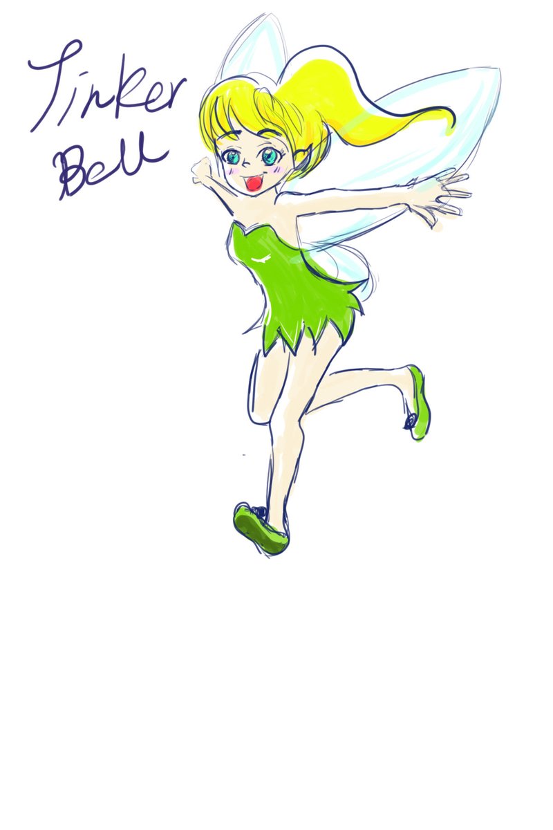 うさまるのん Tinker Bell イラスト イラスト練習 ディズニー ティンカーベル ポニーテールも 可愛いよね