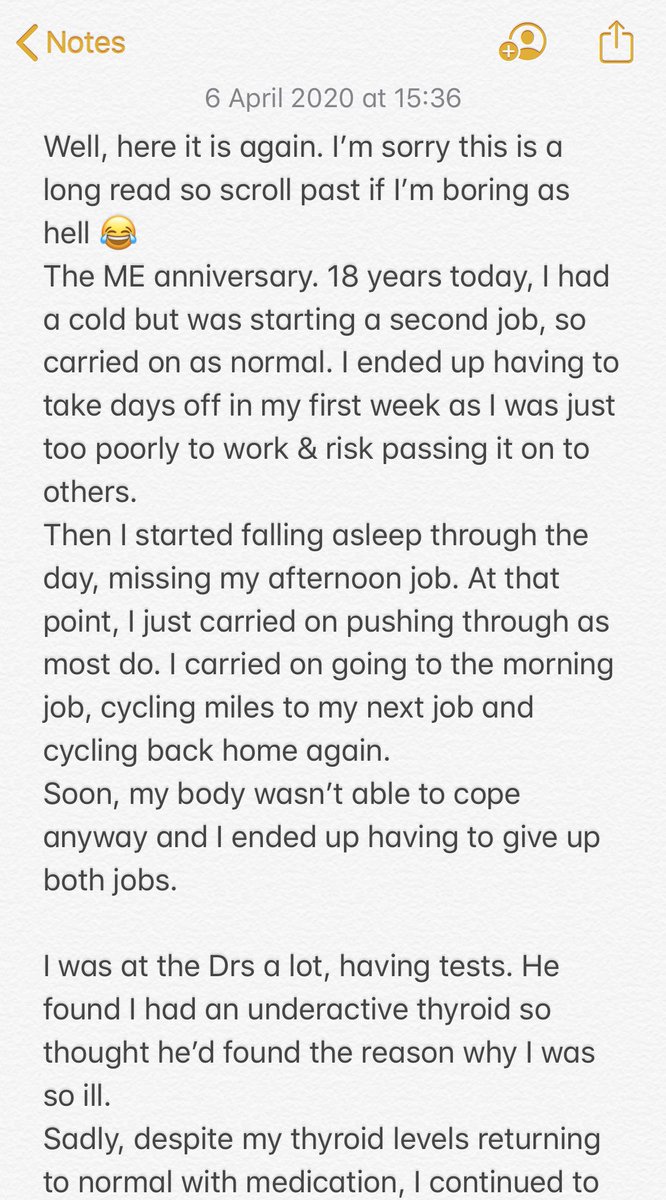 No idea how to fit all these in, so will share one note under each reply. 18 years today I got ill & I always feel the need to digest that and get my feelings out somehow.  #MEcfs  #Fibromyalgia  #chronicillness  #ChronicPain  #illnessanniversary