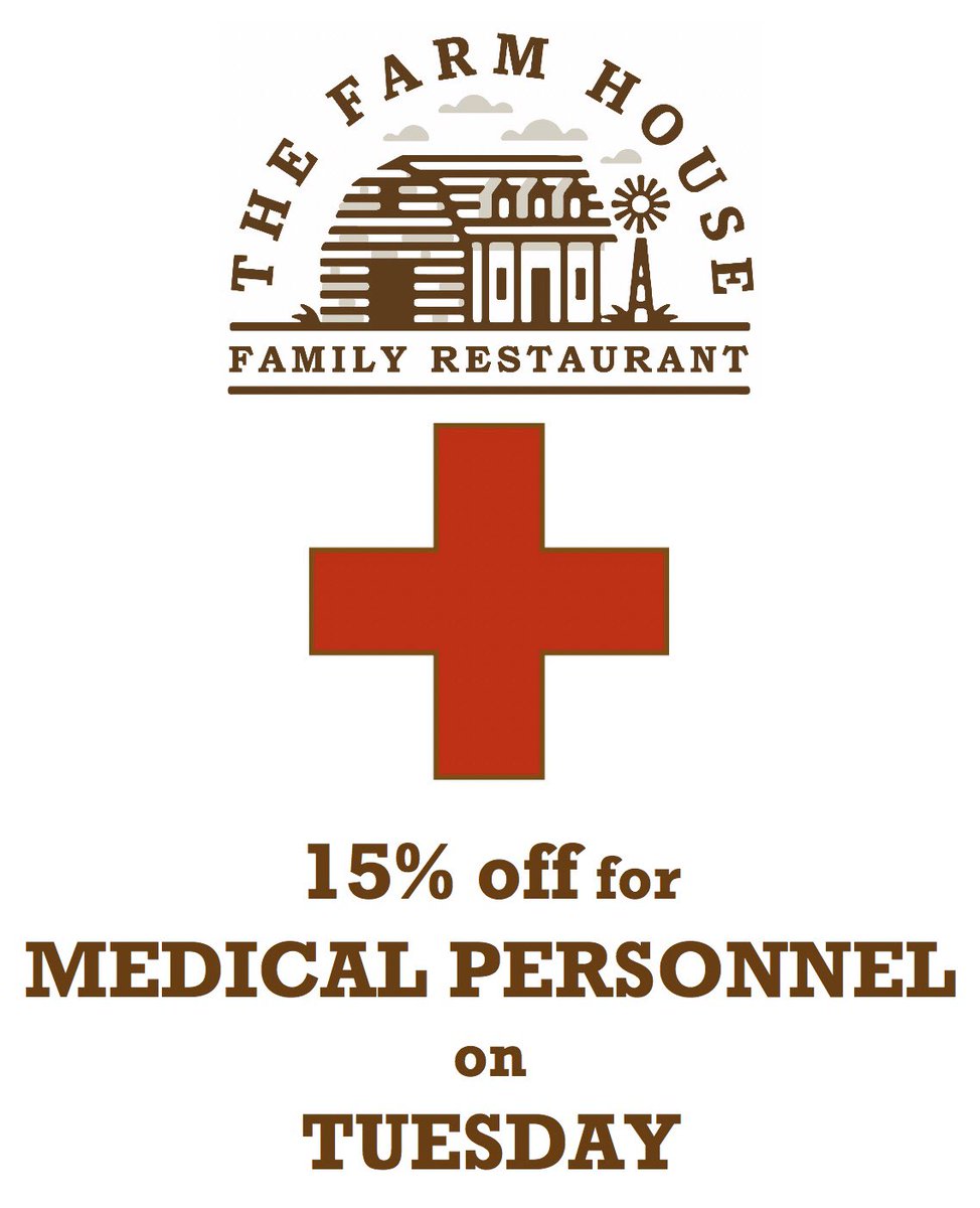 TheFarmhouseVan's tweet photo. We want to say THANK YOU to those serving on the front lines during this crisis. On Tuesday, we'll be giving 15% off to MEDICAL PERSONNEL. Just show your employee badge at the drive thru and we'll take 15% off your order. 
#doctors #nurses #emt #hospitaljanitor #hospitalsecurity https://t.co/3z8eYbNSmH