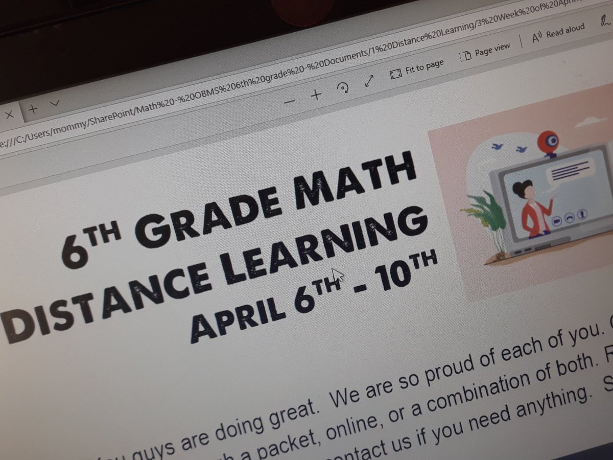 Reno612Math's tweet photo. @OBMSPride distance learning week 3 here we go! I am missing my students but very proud of their hard work during this time. 💙💛 #placetOBe #TeamDCS https://t.co/WVrD4OakDj