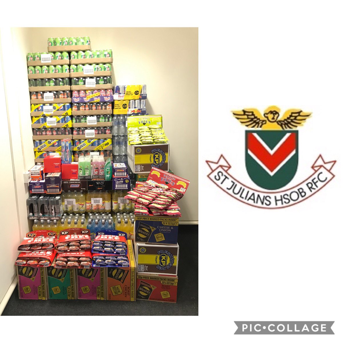 Crockster (@croc1967) on Twitter photo Superb fundraising organised by Ken Young at <a href="/St_Julians_RFC/">St. Julians RFC</a> has bought 840 cans of pop, 240 isotonic energy drinks, 168 water, 48 Red Bull, 416 crisps, 372 chocolate, 222 snacks, 24 toothpaste, 12 toothbrushes, 18 shaving foam & 18 shower gel / shampoo for RGH <a href="/AneurinBevanUHB/">Aneurin Bevan University Health Board</a> Superb fundraising organised by Ken Young at <a href="/St_Julians_RFC/">St. Julians RFC</a> has bought 840 cans of pop, 240 isotonic energy drinks, 168 water, 48 Red Bull, 416 crisps, 372 chocolate, 222 snacks, 24 toothpaste, 12 toothbrushes, 18 shaving foam & 18 shower gel / shampoo for RGH <a href="/AneurinBevanUHB/">Aneurin Bevan University Health Board</a>