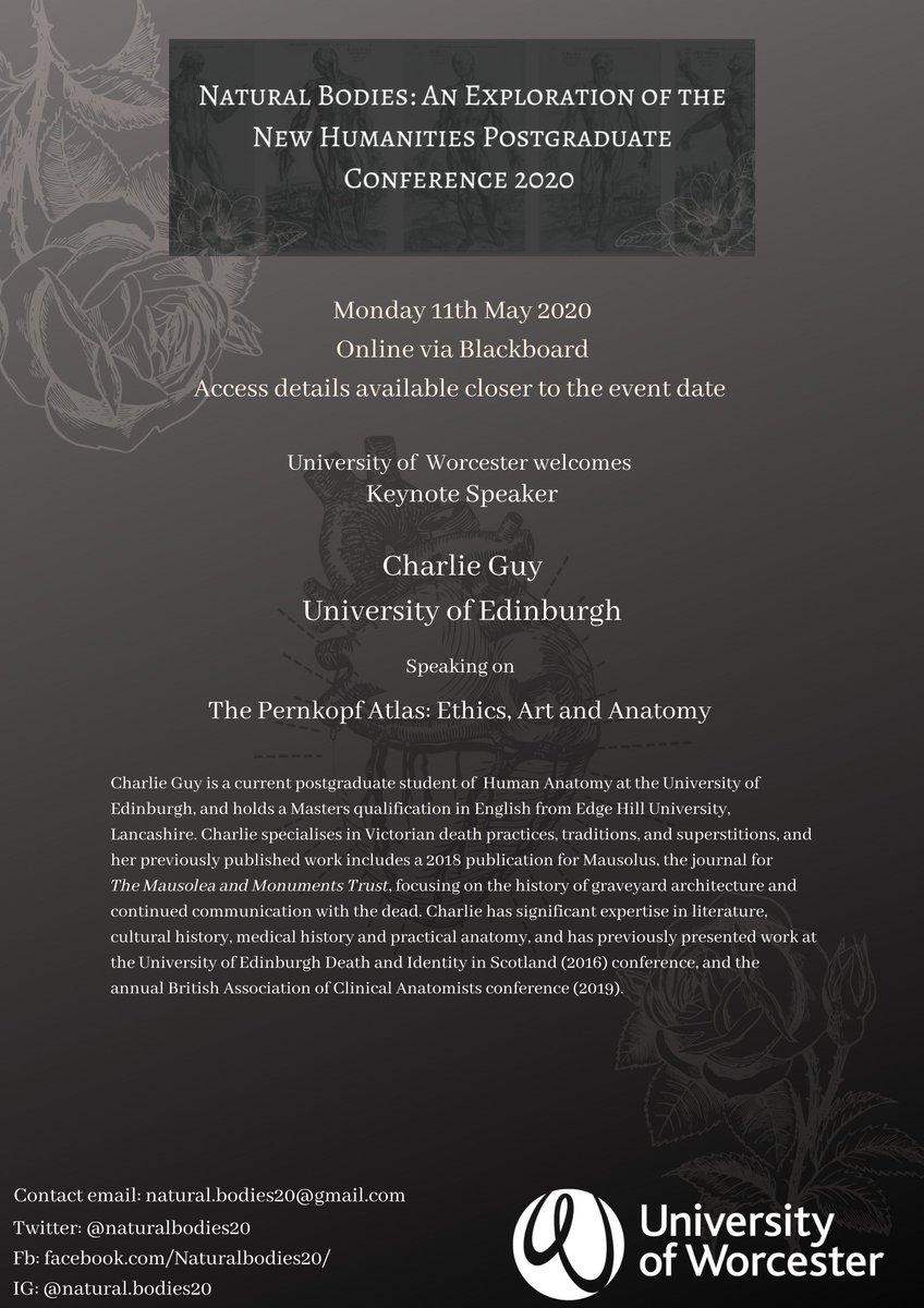 Naturalbodies20's tweet photo. Very pleased to announce our Keynote speaker Charlie Guy exploring the #medicalhumanities at our #virtual #postgraduate #conference #naturalbodies20 https://t.co/x4FNIbJqop