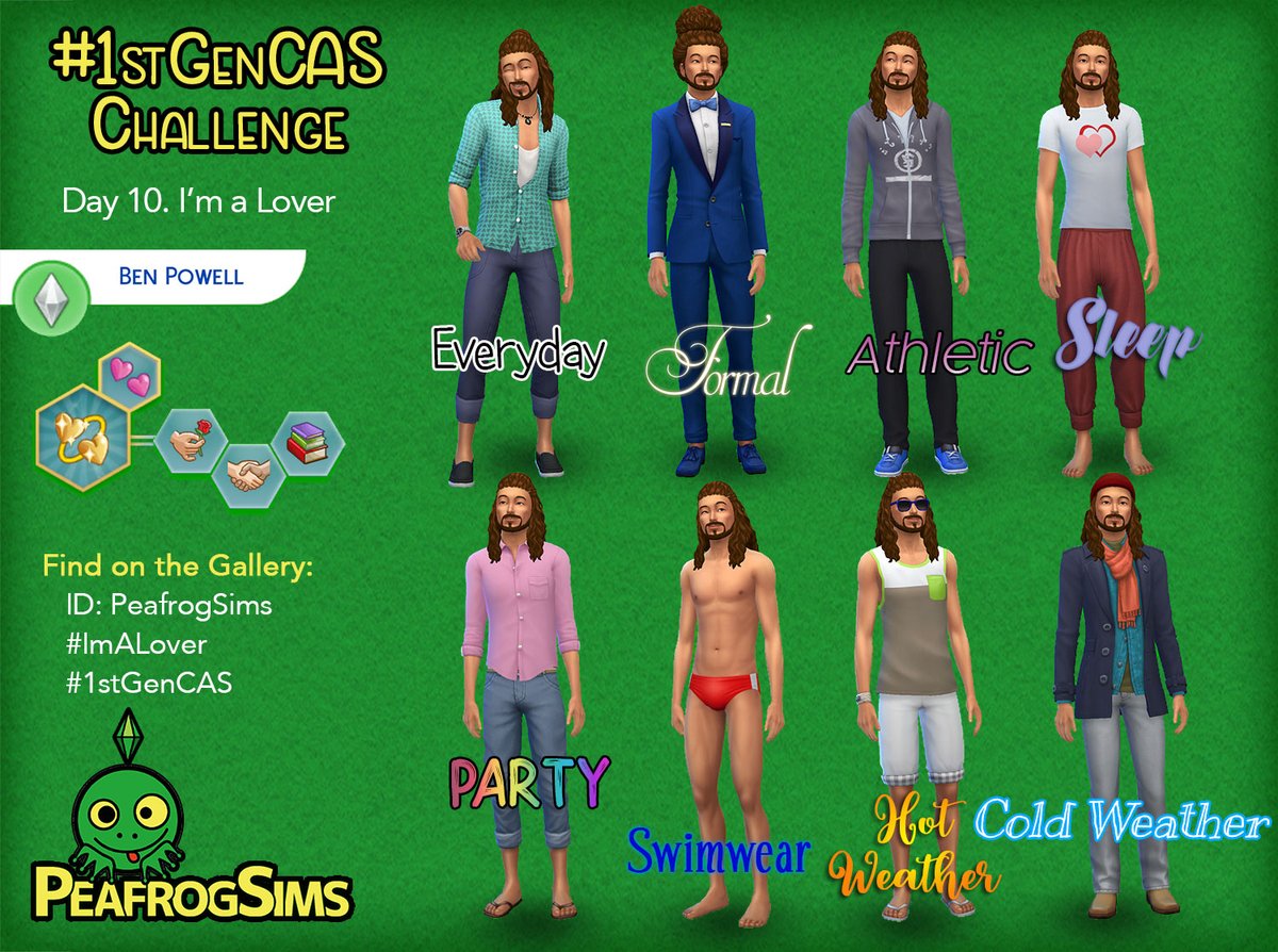 peafrogsims's tweet photo. Day 10 of my #1stGenCAS Challenge! Here's somebody for your #ImALoverChallenge! If you wanna see more about the challenge, come visit my tumblr! https://t.co/PzuVHkYSLQ #Sims4 #ShowUsYourSims #TheSims4 #ImALover #SimsChallenge #CASChallenge https://t.co/4uScWG2bb5