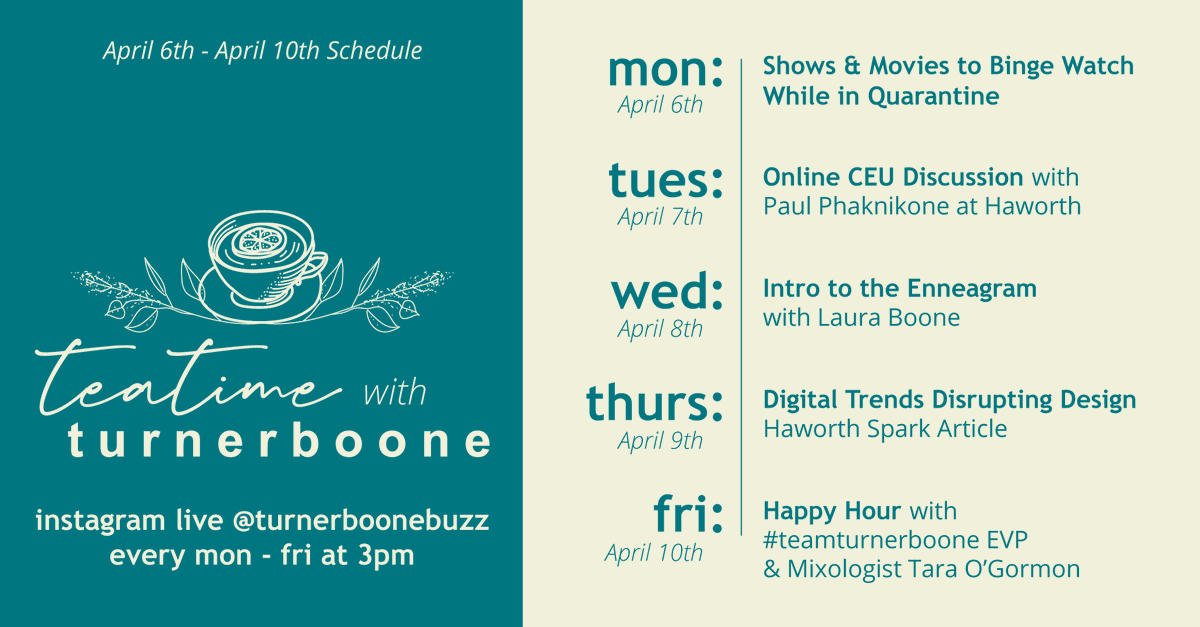 Who's ready for it to be 3pm already?

Join us for ☕️ on our Instagram Live at 3pm every Monday - Friday for some #socialdistance socializing with #teamturnerboone!