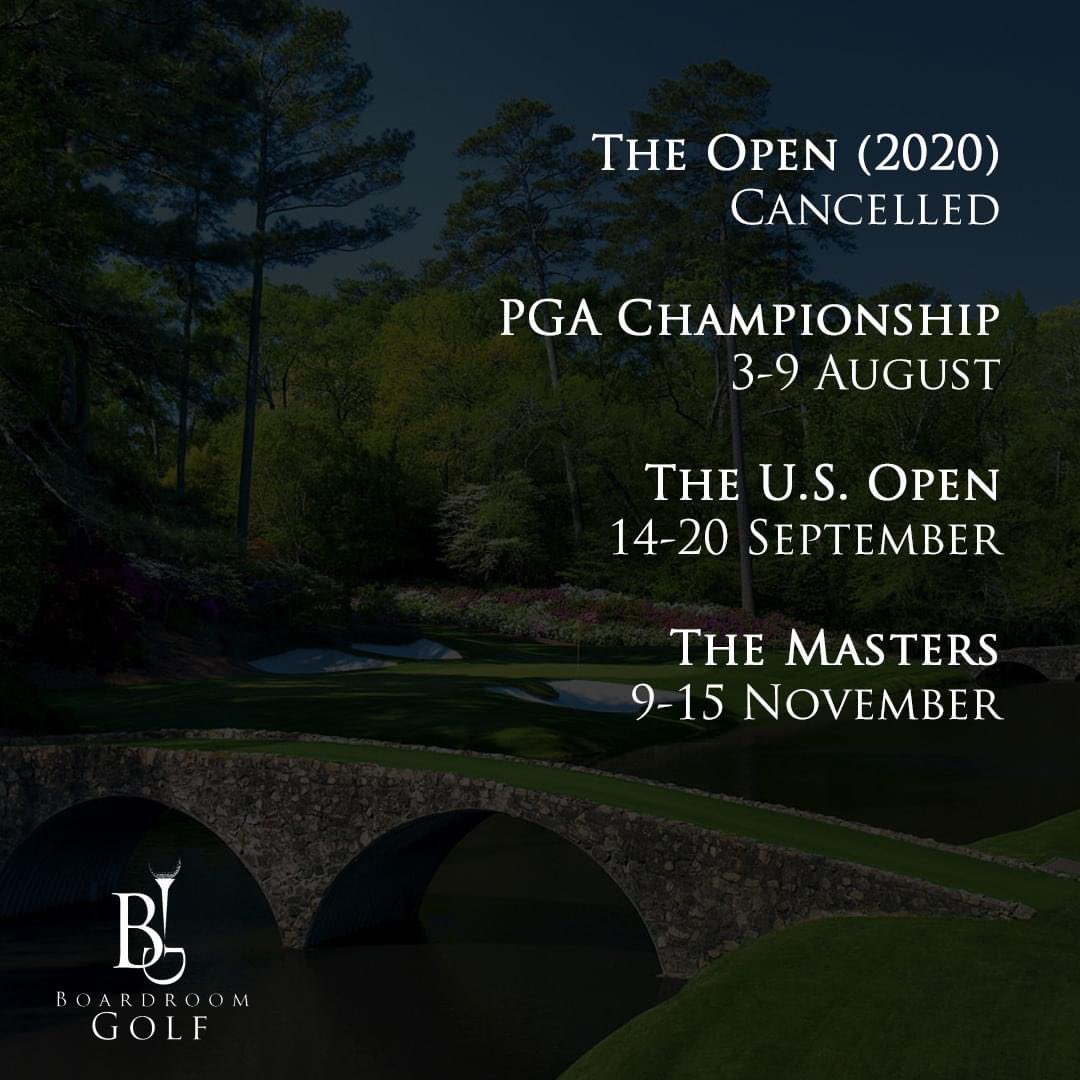 With the R&amp;A confirming the cancellation of #TheOpen2020 here are the re scheduled #majors of 2020
