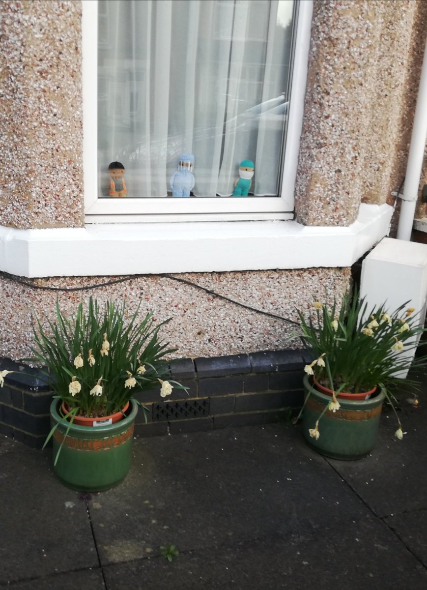 I pass this house each evening as I walk the dog. Every day there is a new crocheted keyworker. It is like a little shrine to the everyday saints who are keeping us going. I love the love, respect and creativity involved.