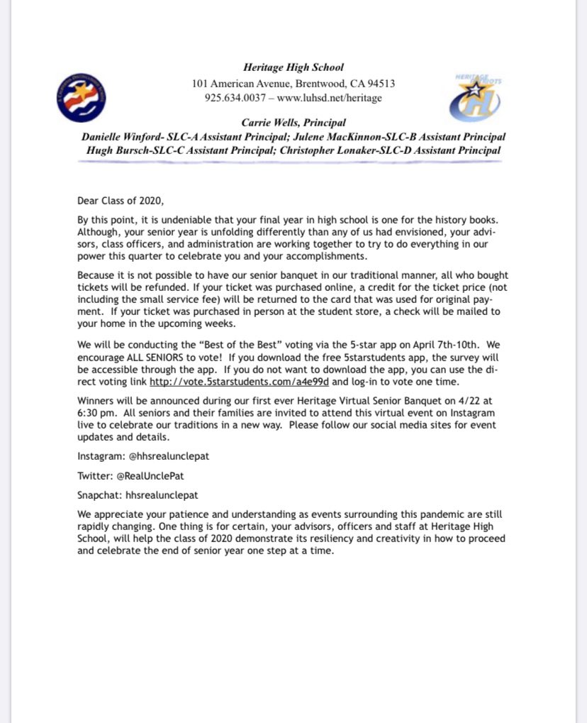 Important update regarding Best of the Best and Senior Banquet!