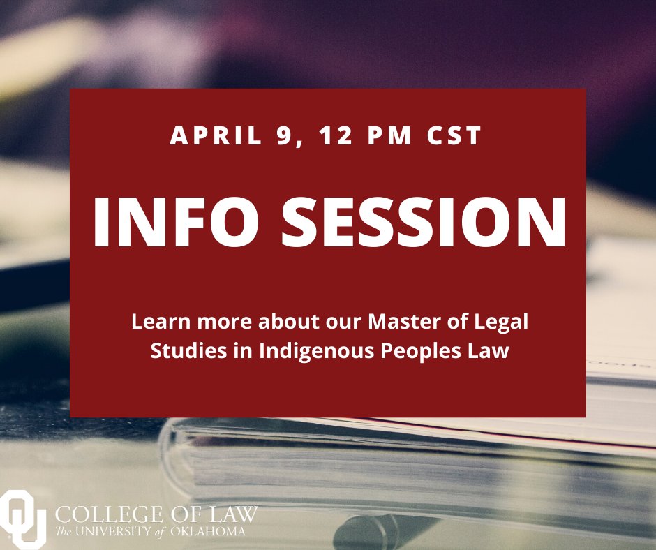 Interested in learning more about our MLS in Indigenous Peoples Law? We're holding a free info session on Thursday, April 9 at 12 p.m. CST. Sign up for the webinar here: bit.ly/3aLDdkQ