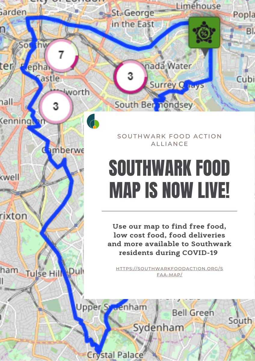 SFAA FOOD MAP IS NOW LIVE!
We have mapped all the food provisions available for Southwark residents.
Please visit: sfaa.communitymaps.org.uk/welcome