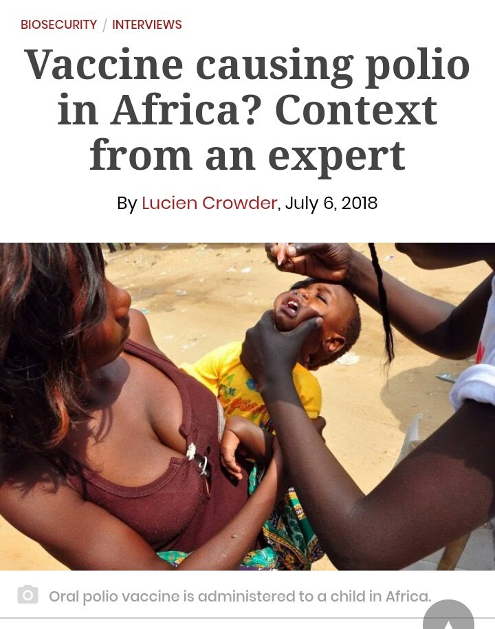 Same thing is happening in Africa. The ORAL polio  #Vaccine (again, promoted by the Gates foundation) caused paralysis in children in Africa. (The ORAL vaccine was banned in the US in 2000 for this same reason. They can only use the safer injection ones). https://thebulletin.org/2018/07/vaccine-causing-polio-in-africa-context-from-an-expert/