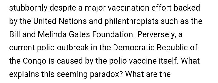 Same thing is happening in Africa. The ORAL polio  #Vaccine (again, promoted by the Gates foundation) caused paralysis in children in Africa. (The ORAL vaccine was banned in the US in 2000 for this same reason. They can only use the safer injection ones). https://thebulletin.org/2018/07/vaccine-causing-polio-in-africa-context-from-an-expert/