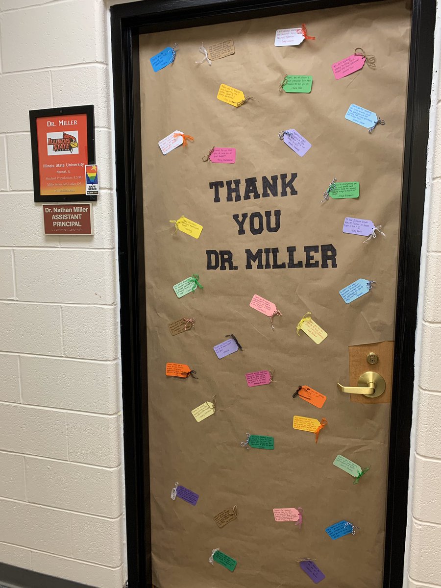 GrantBulldogs's tweet photo. It’s Assistant Principal Appreciation Week! They may not be in the building, but staff are showing their appreciation for Dr. Miller and Mr. Geist. Thank you for all that you do for our students, staff, and community! https://t.co/babUG2cqQQ