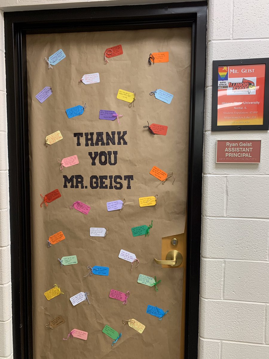 GrantBulldogs's tweet photo. It’s Assistant Principal Appreciation Week! They may not be in the building, but staff are showing their appreciation for Dr. Miller and Mr. Geist. Thank you for all that you do for our students, staff, and community! https://t.co/babUG2cqQQ