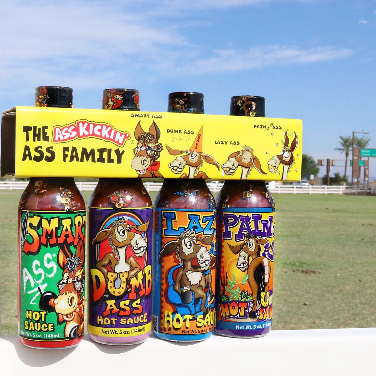 ASS KICKIN’ ASS FAMILY GIFT SET
Our Ass Family Gift set includes 4 family hot sauces. Smart Ass, Lazy Ass, Dumb Ass and Pain in the Ass hot sauce. With 4 unique flavors, you’ll find one that suits the ass in your family. 
amazon.com/dp/B009FPWGPI #AssFamily #Asskickin #hotsauce
