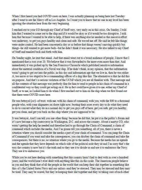 kikirisaa's tweet photo. Sounds like someone is trying to cover their own ass. Ijs. Also, this is the epitome of how naval leadership treat their subordinates- pass it along. We’re just a number to them ya’ll.😒 #firesecnav #IStandWithCaptCrozier https://t.co/VjihQ5YDbX