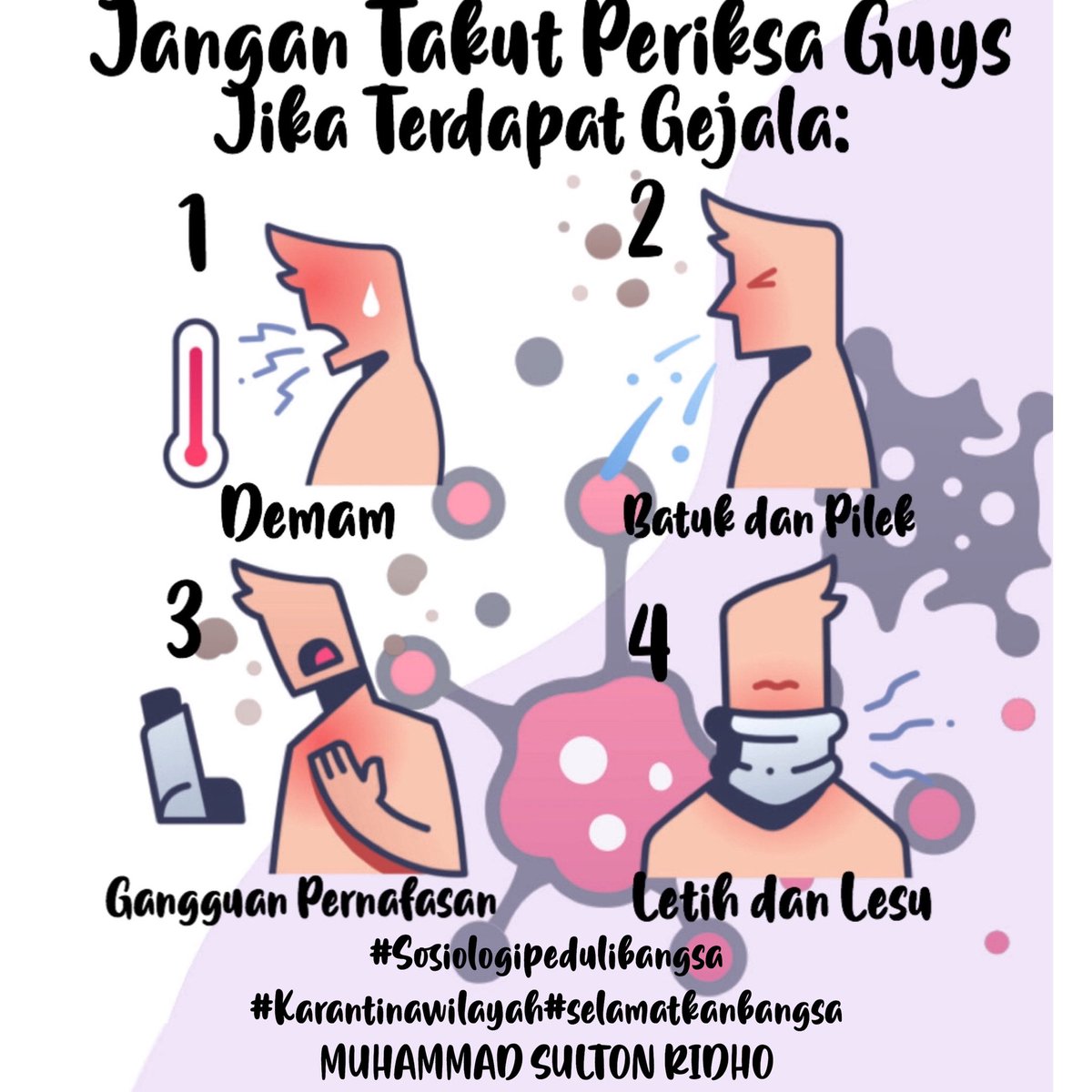 sultonridho's tweet photo. Jika timbul gejala langsung ke layanan kesehatan setempat, jangan percaya omongan oknum yang tidak kredibel (ya contohnya kayak forum gibah tetangga) #sosiologipedulibangsa #selamatkanbangsa #KarantinaWilayah https://t.co/viA15ioi2s