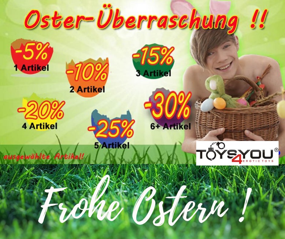cool4guys's tweet photo. 🐰FROHE OSTERN 🐰
Wir haben ein tolles Schnäppchen für Dein Osternest!
Hol Dir jetzt bis zu -30% auf Deinen Einkauf auf:
https://t.co/XwiKmgrhUI
#onlineshop #toys4you #easterspecial #fashion #wearehereforyou #onlineshopping #stayhome https://t.co/JW5AbZUl3A