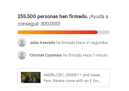 Last updated before i go to sleep cause yes, that's how devoted I am to the petition...We're half the way of reaching 256k. That means we're only 44.5k away of the goal, ladies and gentleman.April 6, 2020.10:05 am. #renewannewithane