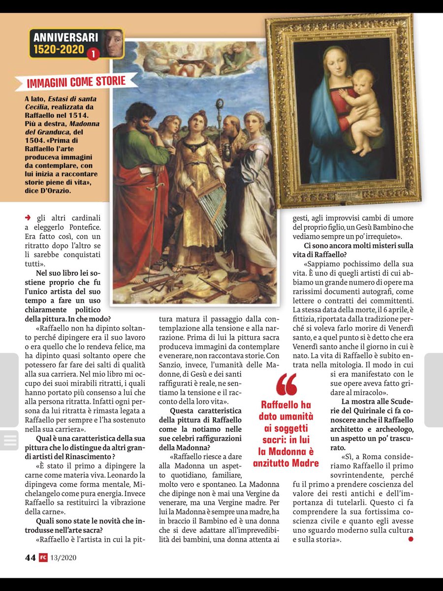 ROBZIK's tweet photo. #6aprile
Se #Raffaello non fosse morto a 37 anni in questo giorno, 500 anni fa, forse sarebbe diventato papa. Me lo ha detto in questa intervista lo storico dell’arte Costantino D’Orazio.
#Raffaello500 #pensareallabellezza @SkiraEditore https://t.co/fvEXPAyd3y