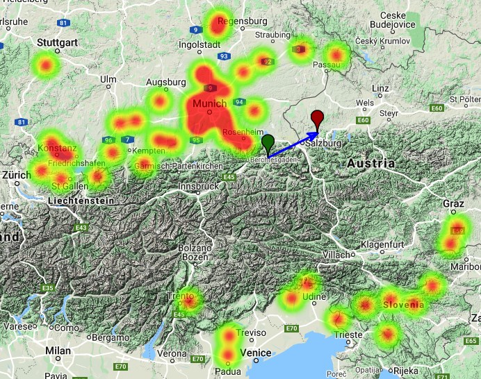 cosmos4u's tweet photo. A daylight (!) fireball over the Alps today: https://t.co/f6Bmi65Dnd - and ... #OTD 18 years ago the Neuschwanstein meteorites fell, in the same general area. A coincidence? Probably, but we'll see once today's trajectory is better known. https://t.co/ywCoV7QtgI