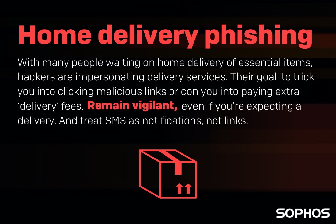 Sophos's tweet photo. ⚠️ Hackers are busy exploiting coronavirus in their attacks. Here are some scams you should be keeping an eye out for.

Read more: https://t.co/qG8lIh1sg3 https://t.co/doja2FxHo2