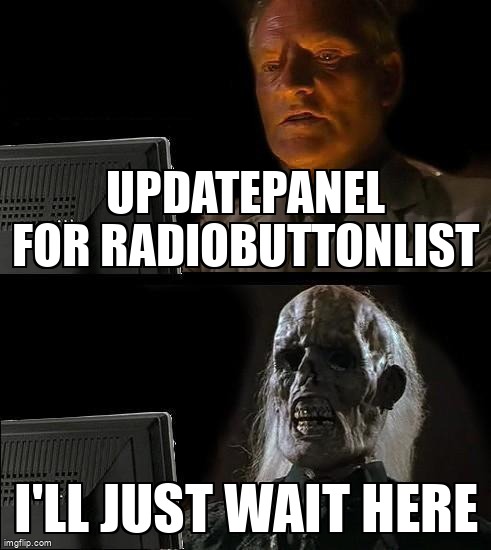 overflow_meme's tweet image. updatepanel for radiobuttonlist stackoverflow.com/questions/6105… #aspnet #ajaxcontroltoolkit