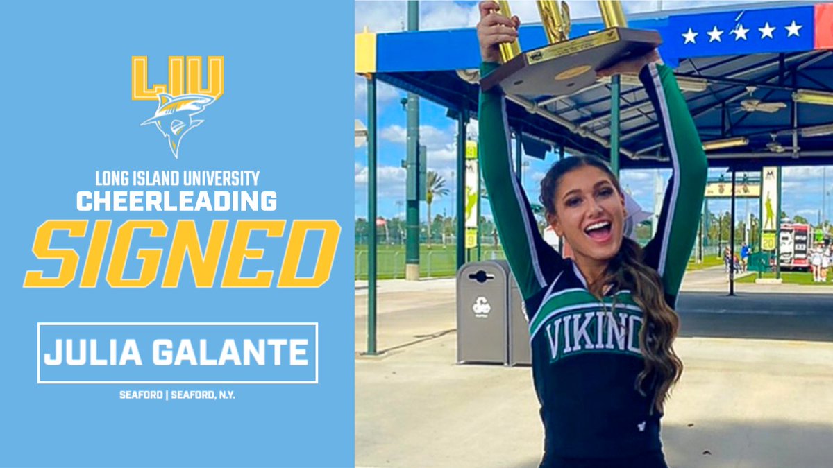 Next up, please welcome Julia Galante to our #SharkFamily ❕ Julia is from Seaford Varsity Cheer and we are so excited to have her on our 2020-2021 Team! #WeAreLIU #FinsUp #cheerleading