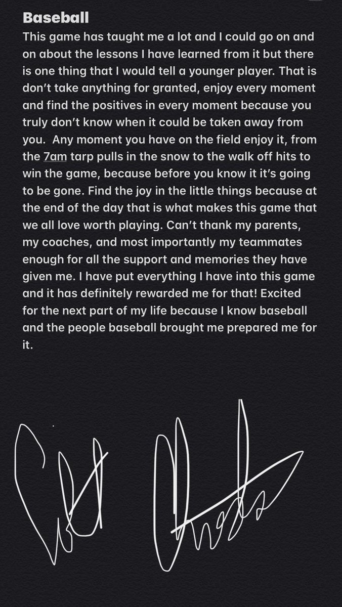 ColtChrestman's tweet photo. Didn’t think this post would come like this under these circumstances but forever grateful for the game of Baseball. https://t.co/QTatOeJPTZ