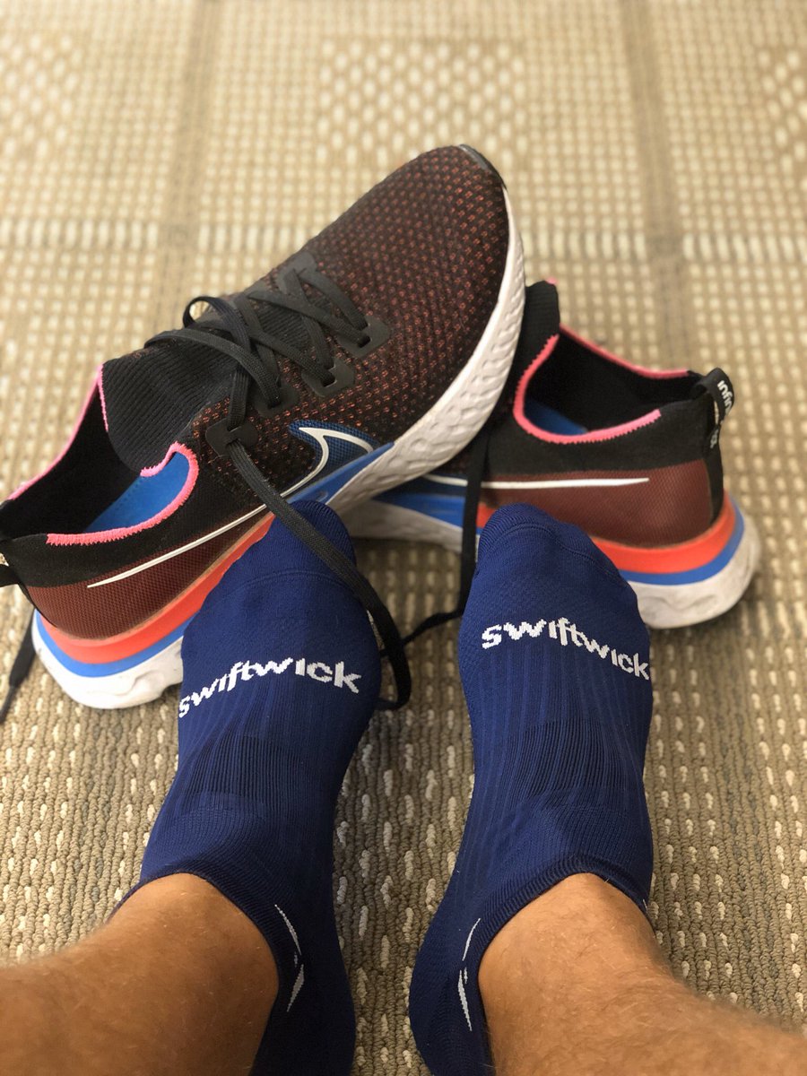 adinerman1990's tweet image. Nothing like a new pair of swiftwick aspire’s with the infinity reacts to say thank you to my feet after a long 26.2 yesterday...@swiftwick @Nike #infinityreact #marathon #nohumanislimited
