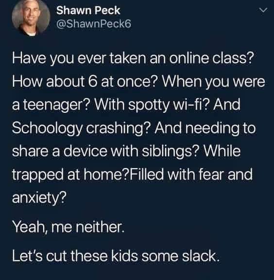 DVac114's tweet photo. While all of us are struggling to do our best with virtual learning, let’s remember our students are too! #KindnessMatters https://t.co/eFVZ0YYfXe